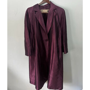 Max Mara Overcoat 16 Iridescent Purple Wool Silk Blend One Button Quiet Luxury